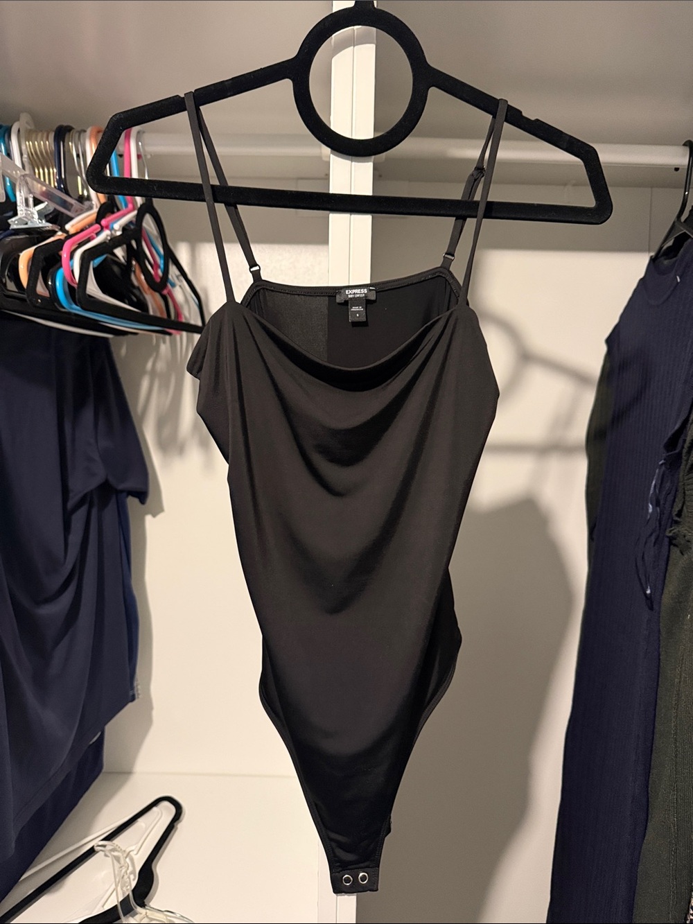 Express Black Cowl Neck Spaghetti Strap Bodysuit
